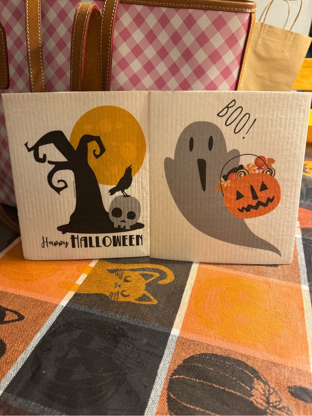 Set of two Halloween Swedish  dishcloths - cute